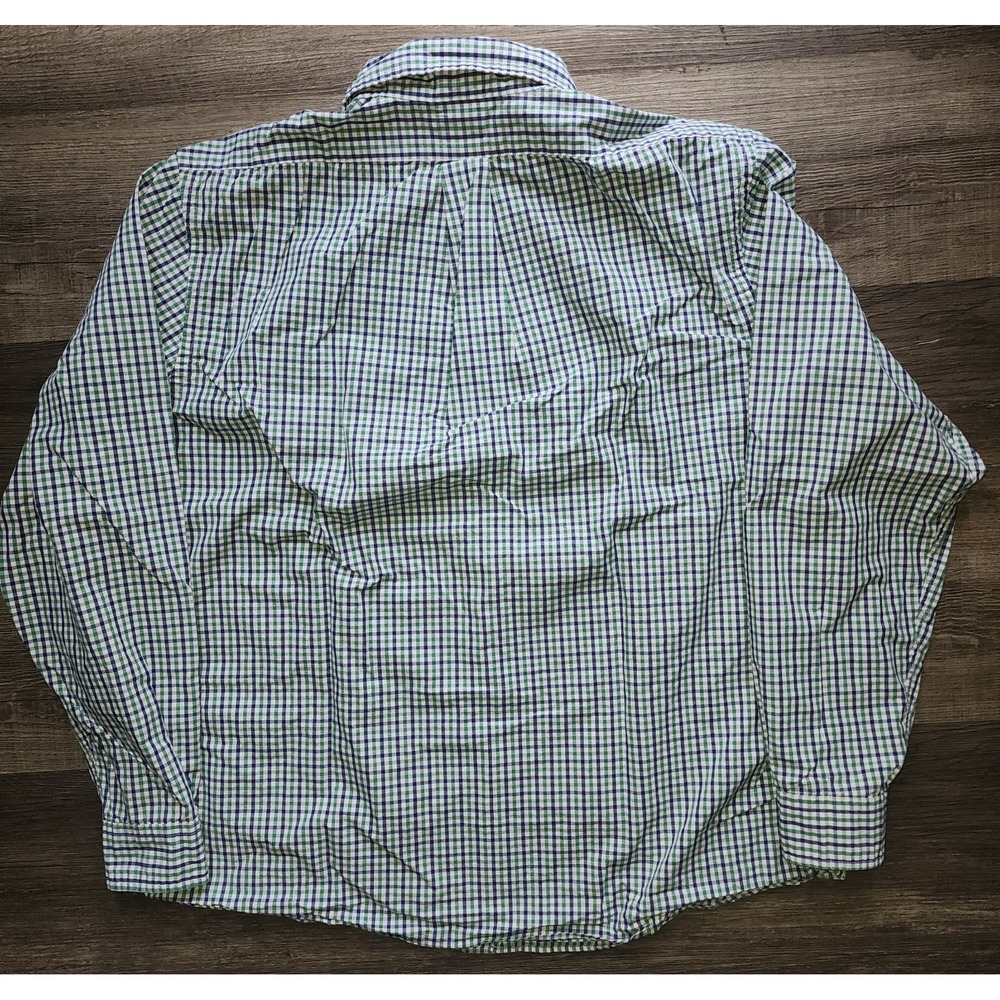 Brooks Brother's Men's Large Long Sleeve Button Down Shirt Green/Blue Plaid - Picture 7 of 8